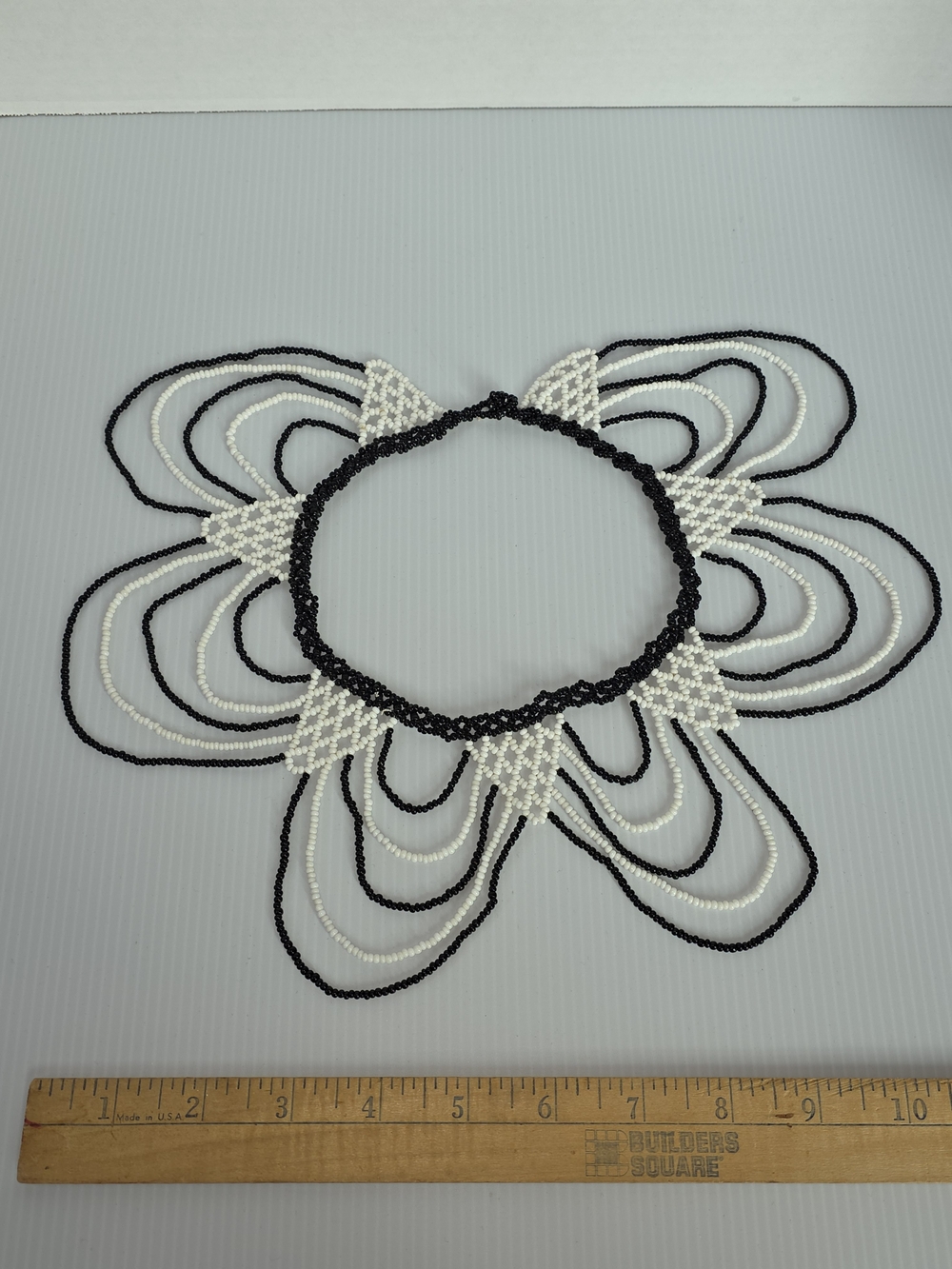 Black & White Zulu Scallop Beaded Statement Collar Bib Necklace